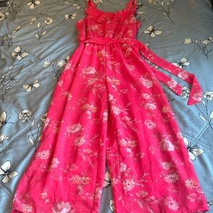Pink & Violet Floral Pink watermelon Jumpsuit
